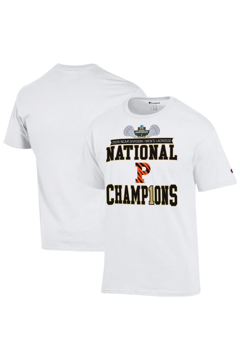 Unisex Champion White Princeton Tigers 2026 NCAA Men's Lacrosse National Champions Locker Room T-Shirt, Main, color, White