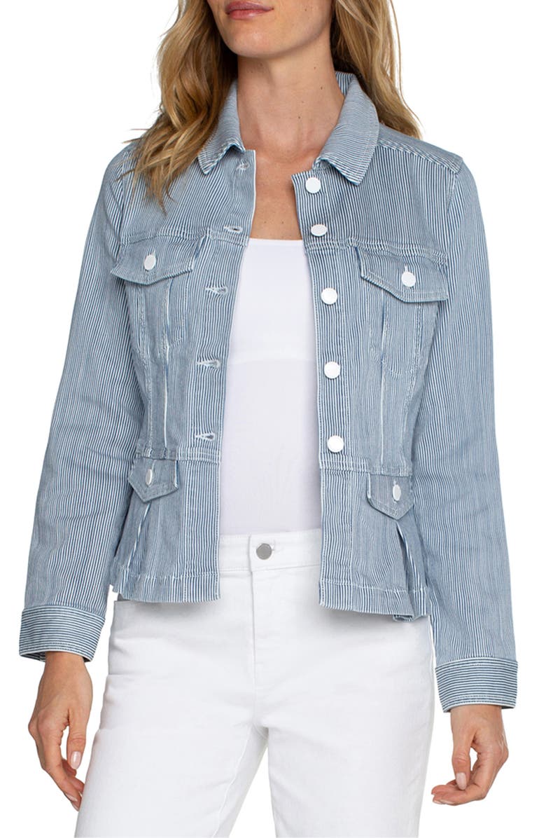 Liverpool Los Angeles Stripe Peplum Jacket, Main, color, 