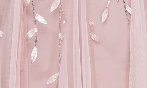 Alex Evenings Sequin Leaf Embroidery Cocktail Midi Dress In Rose
