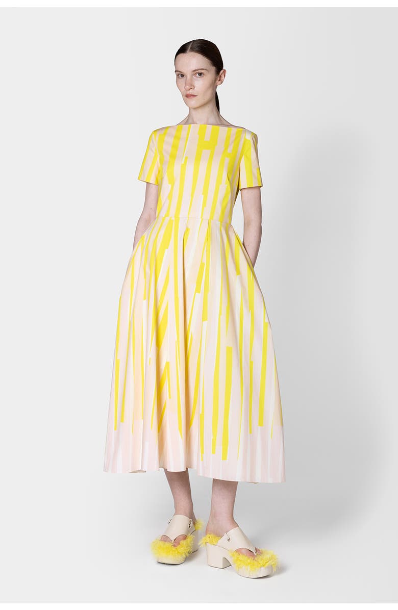 Roksanda Vaela Stripe Cotton Midi Dress, Alternate, color, Collage Print Yellow / Blush