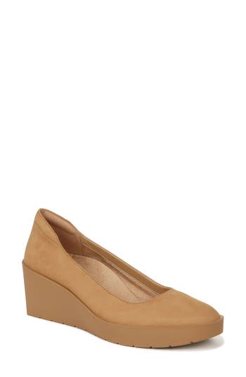 Vionic Sereno Pump Womens 6.5 Brown Nubuck Round Toe Platform Wedge Heel Khd1468 In Brown