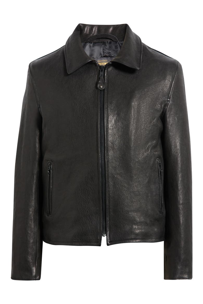 Vegetable Tanned Lambskin Leather Mechanic Jacket, Main, color, BLACK