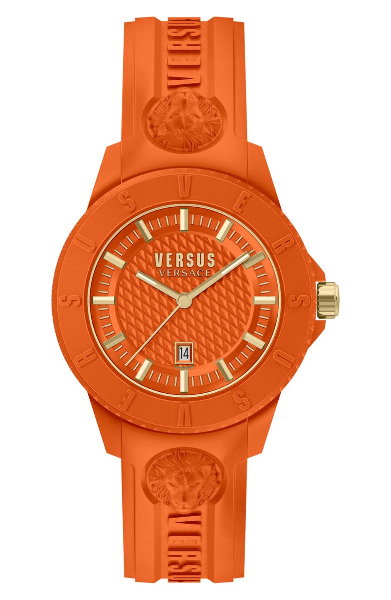 VERSUS Versace Versace Men's Tokyo R Silicone Strap Watch, 43mm x 10.5mm, Main, color, Orange