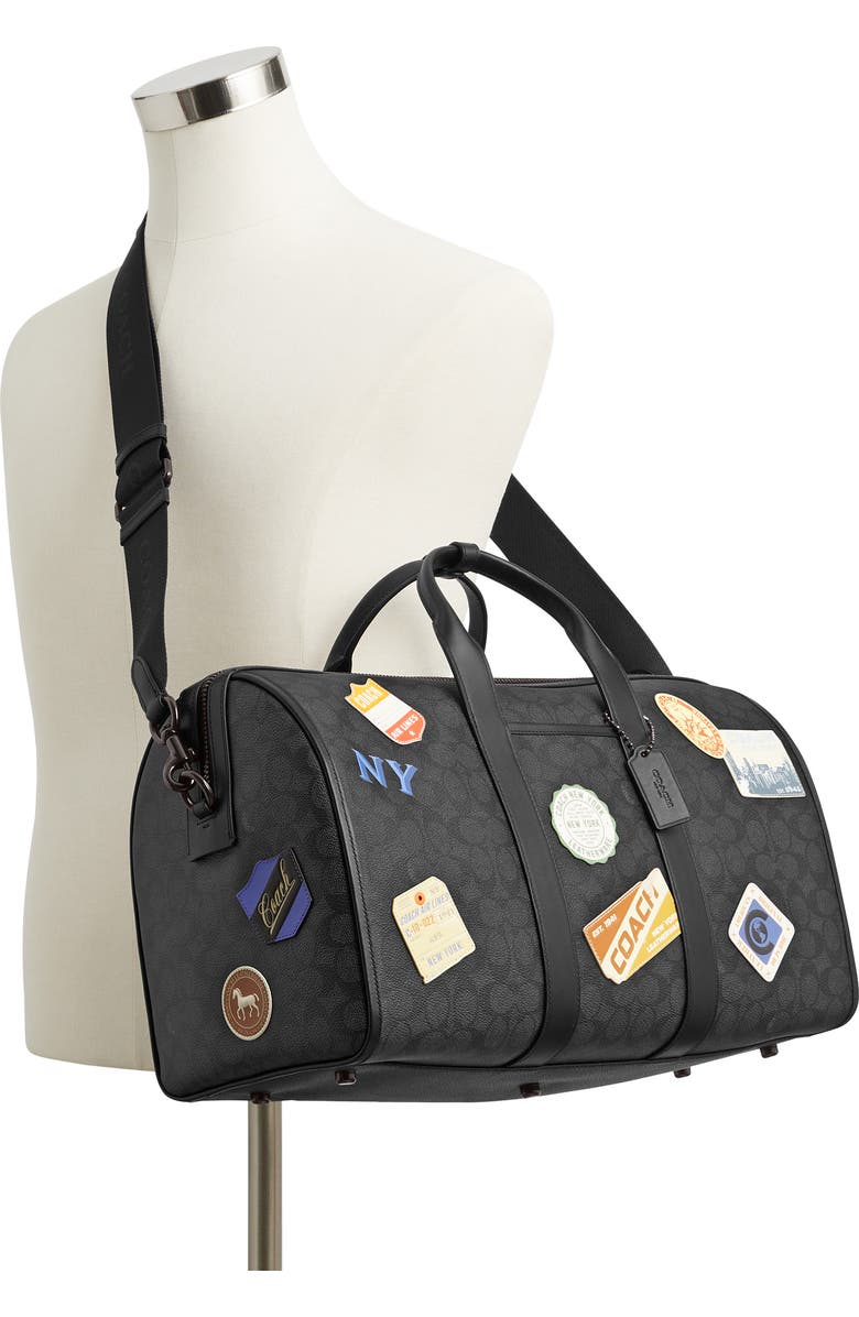 COACH Gotham 45-Inch Patch Embellished Signature Canvas Duffle Bag, Alternate, color, Charcoal Multi