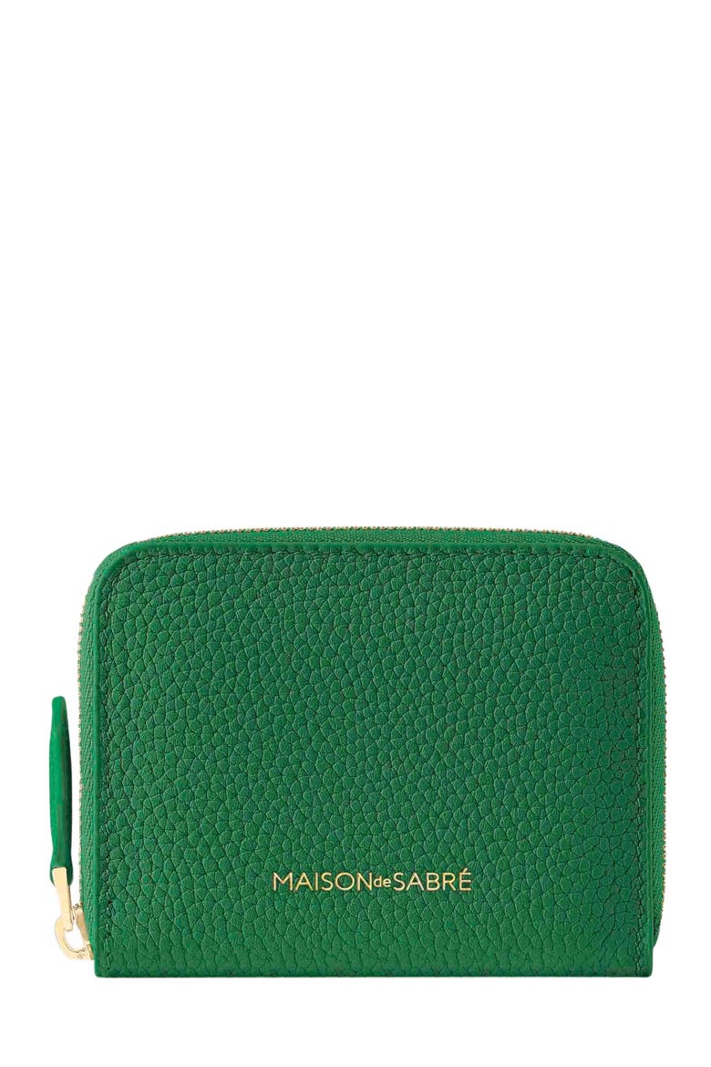 Small Leather Zipped Wallet, Main, color, Emerald Green