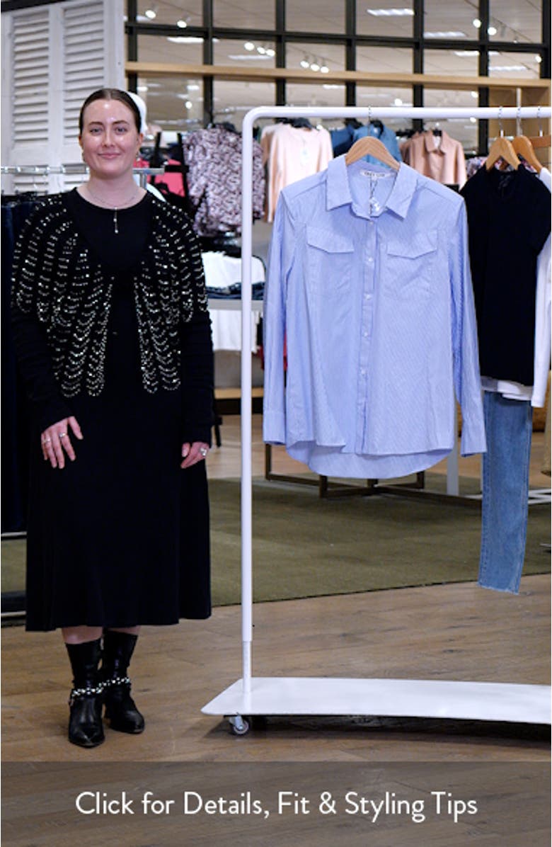 Power Shoulder Stripe Button-Up Shirt, sales video thumbnail