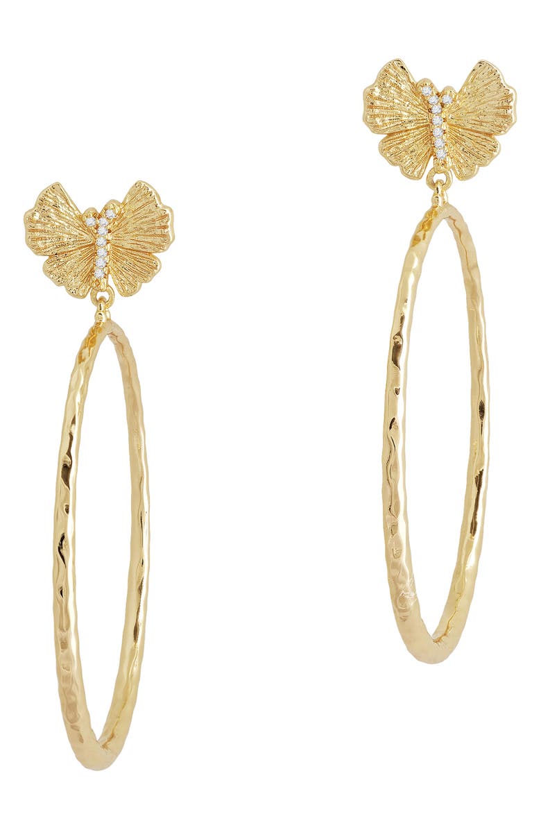 Anabel Aram Jewelry Butterfly Hoop Earrings, Alternate, color, Gold