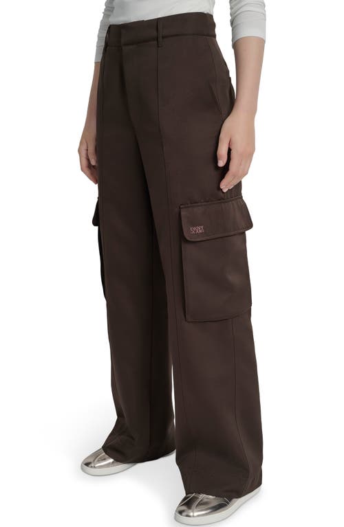 Dkny Jeans High Waist Wide Leg Cargo Pants In Brown