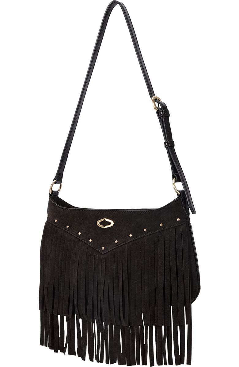 Oryany Fringe Leather Shoulder Bag, Alternate, color,