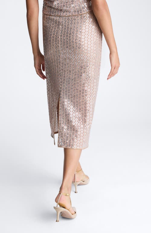 Kenneth Cole Circle Sequin Midi Skirt In Silver