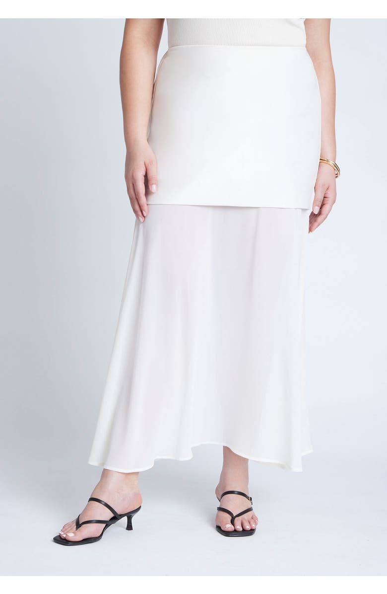 ELOQUII Mixed Media Skirt, Alternate, color, Cream