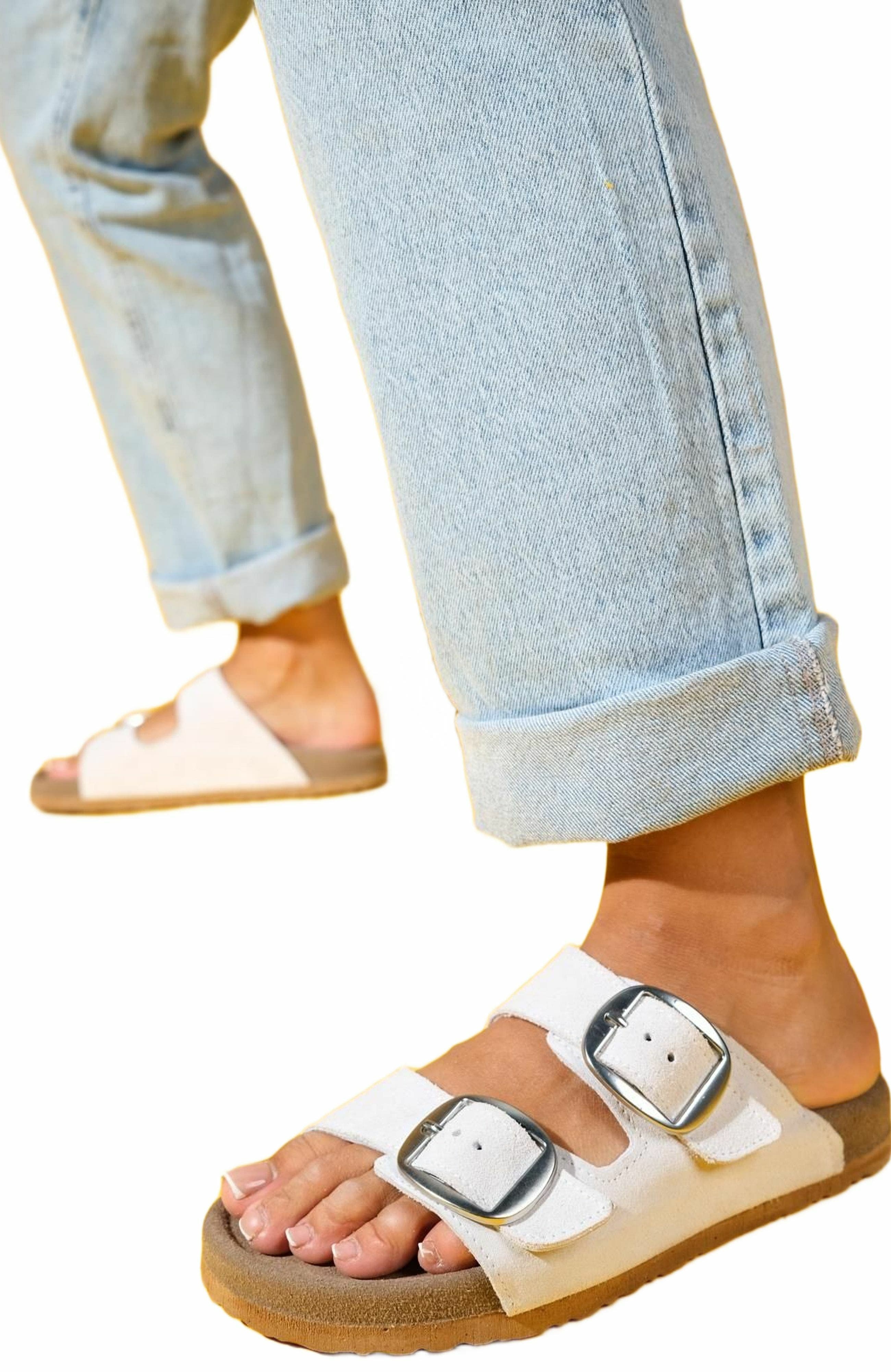 Ovesta Soft Footbed Leather Slide Sandal, Alternate, color, White Leather
