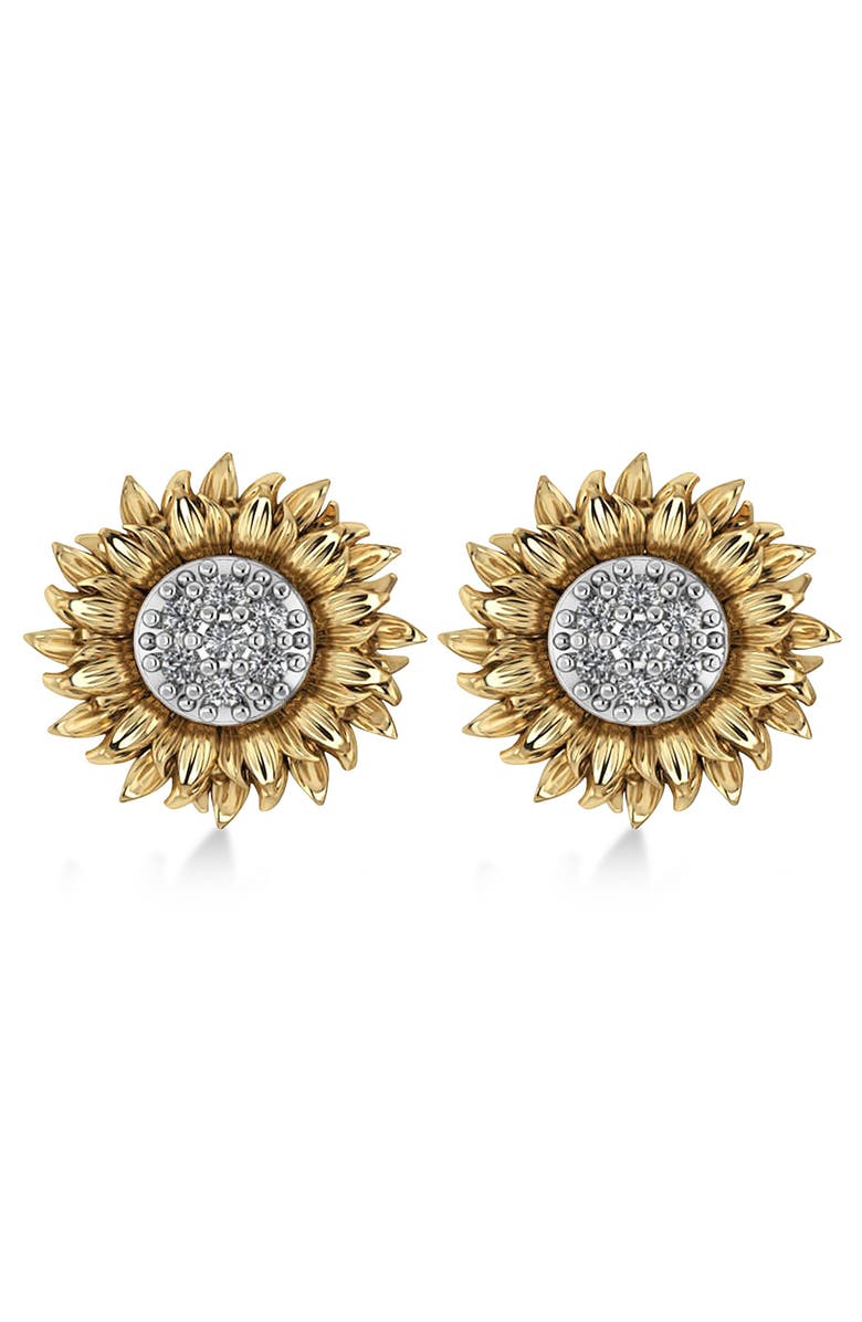 ALLUREZ Diamond Sunflower Shaped Earrings 14k, Alternate, color, Diamond