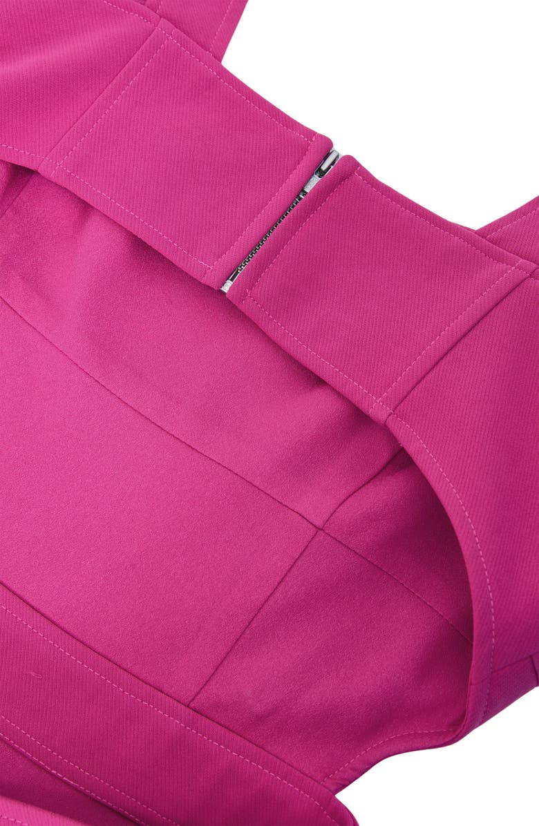 Reiss Dina Cutout Back Fit & Flare Midi Dress, Alternate, color, Raspberry Pink