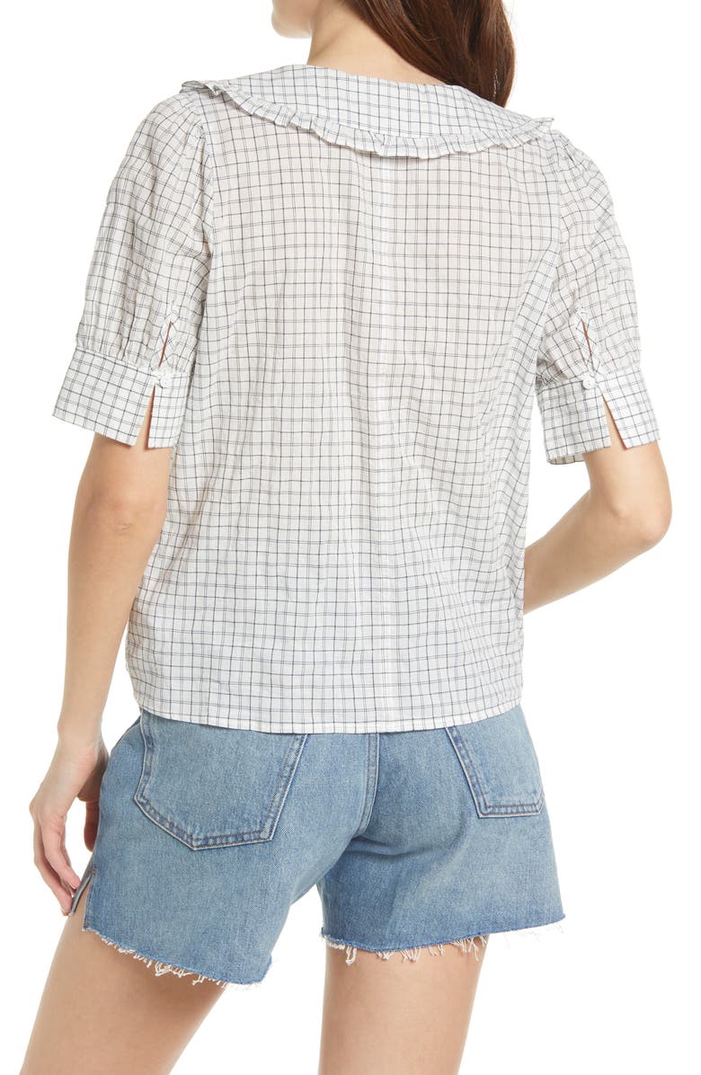 Madewell Women's Windowpane Check Peter Pan Collar Shirt, Alternate, color, 