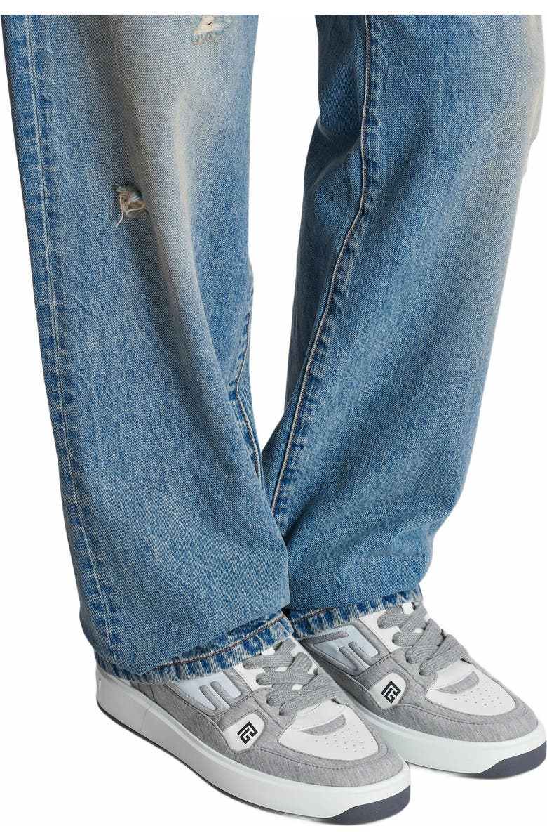 Balmain B-Court Skate Trainers In Fleece And Calfskin, Alternate, color,