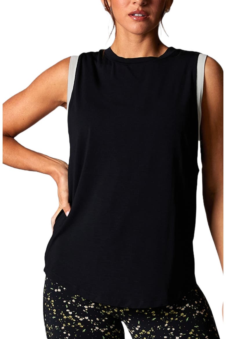 High Neck Muscle Tank, Main, color, EBONY COCONUT