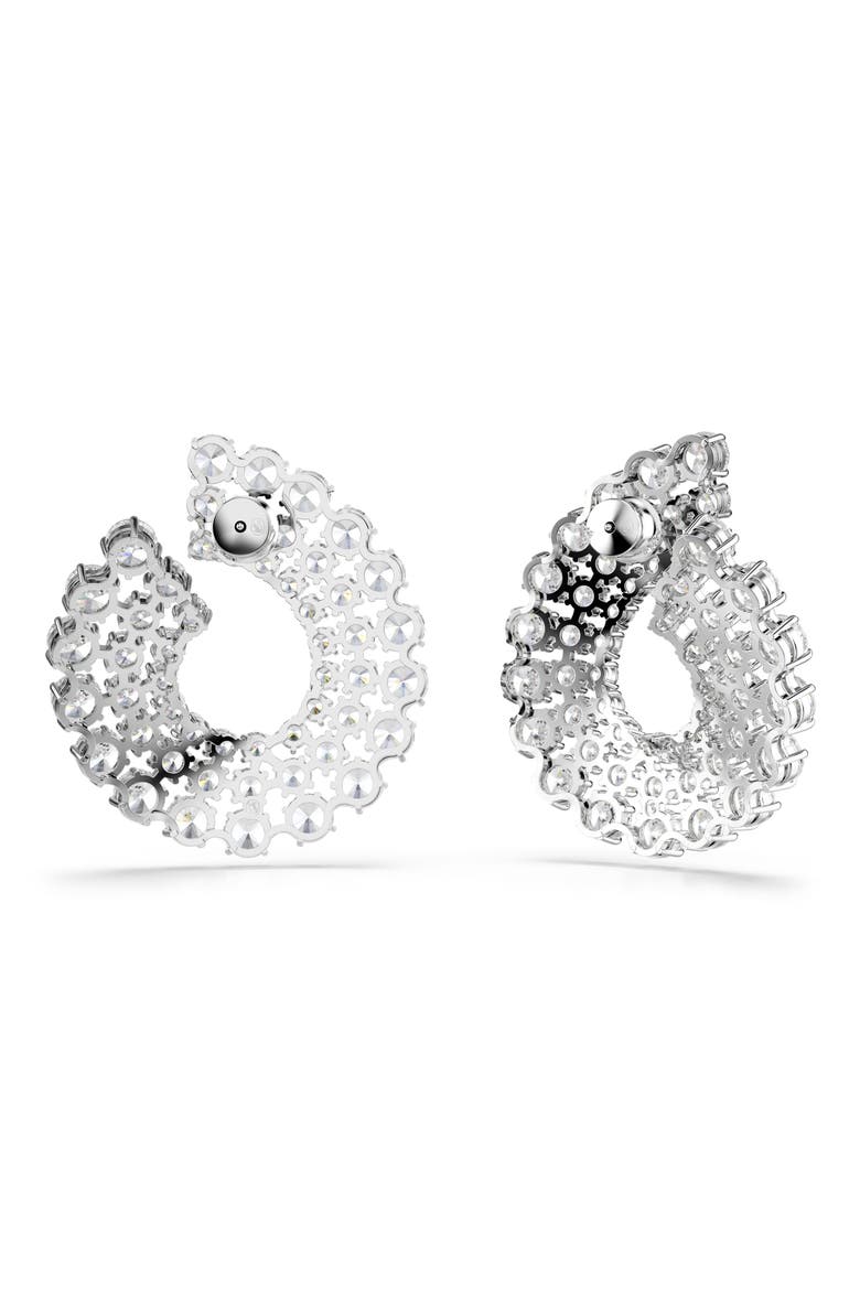 Matrix Crystal Frontal Hoop Earrings, Alternate, color, WHITE