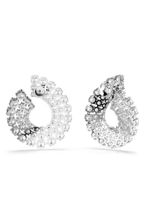 Swarovski Matrix Crystal Frontal Hoop Earrings In White