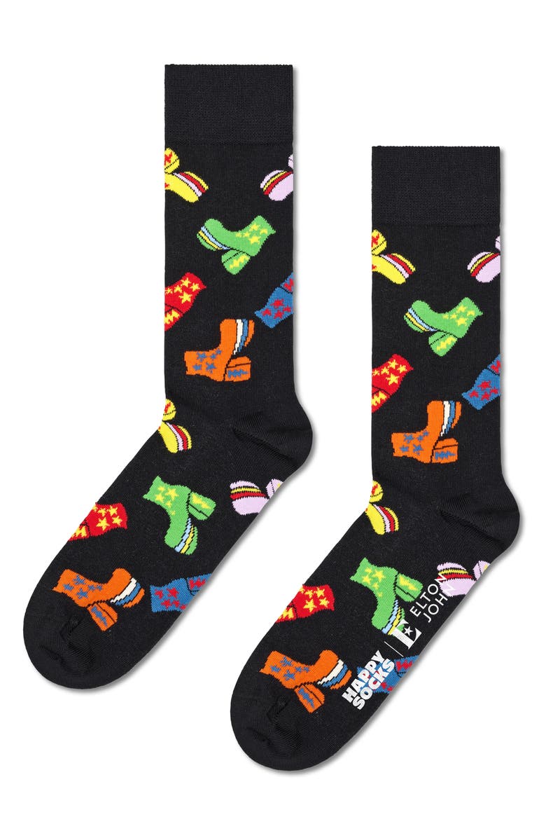 Happy Socks x Elton John Rocket Man Assorted 3-Pack Crew Socks, Alternate, color, Black Multi