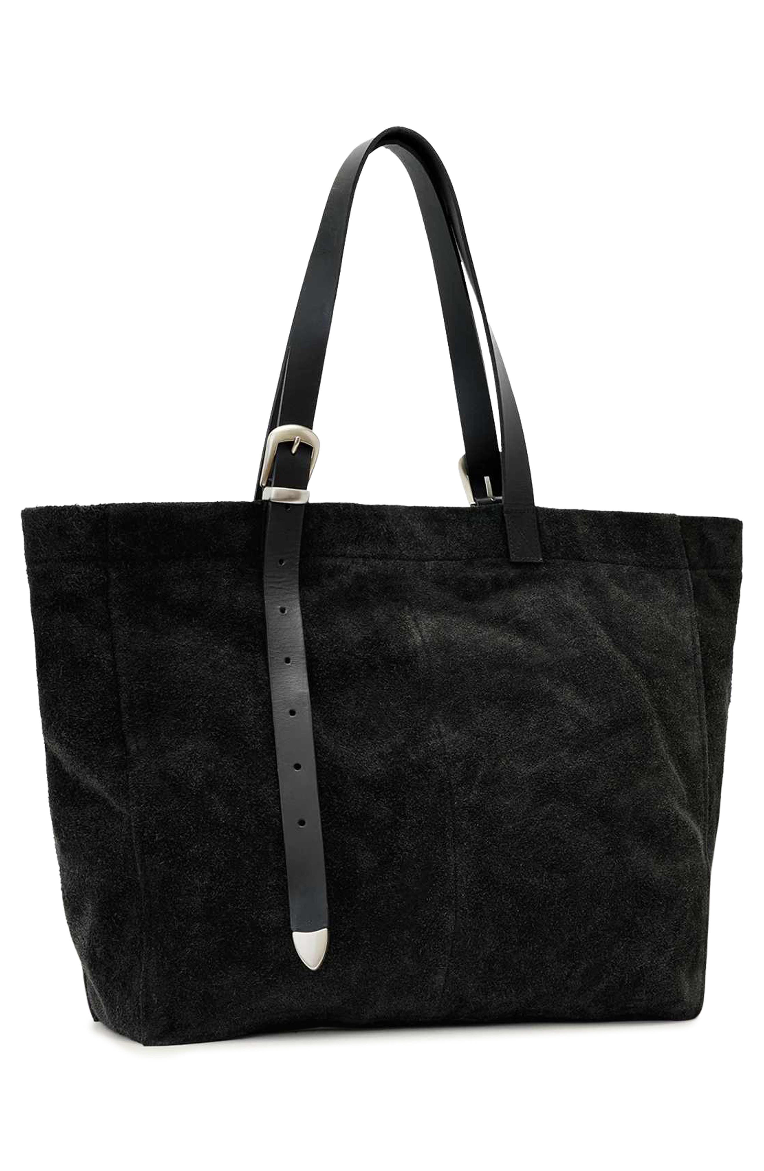 AllSaints Haven Leather Tote, Alternate, color, Black