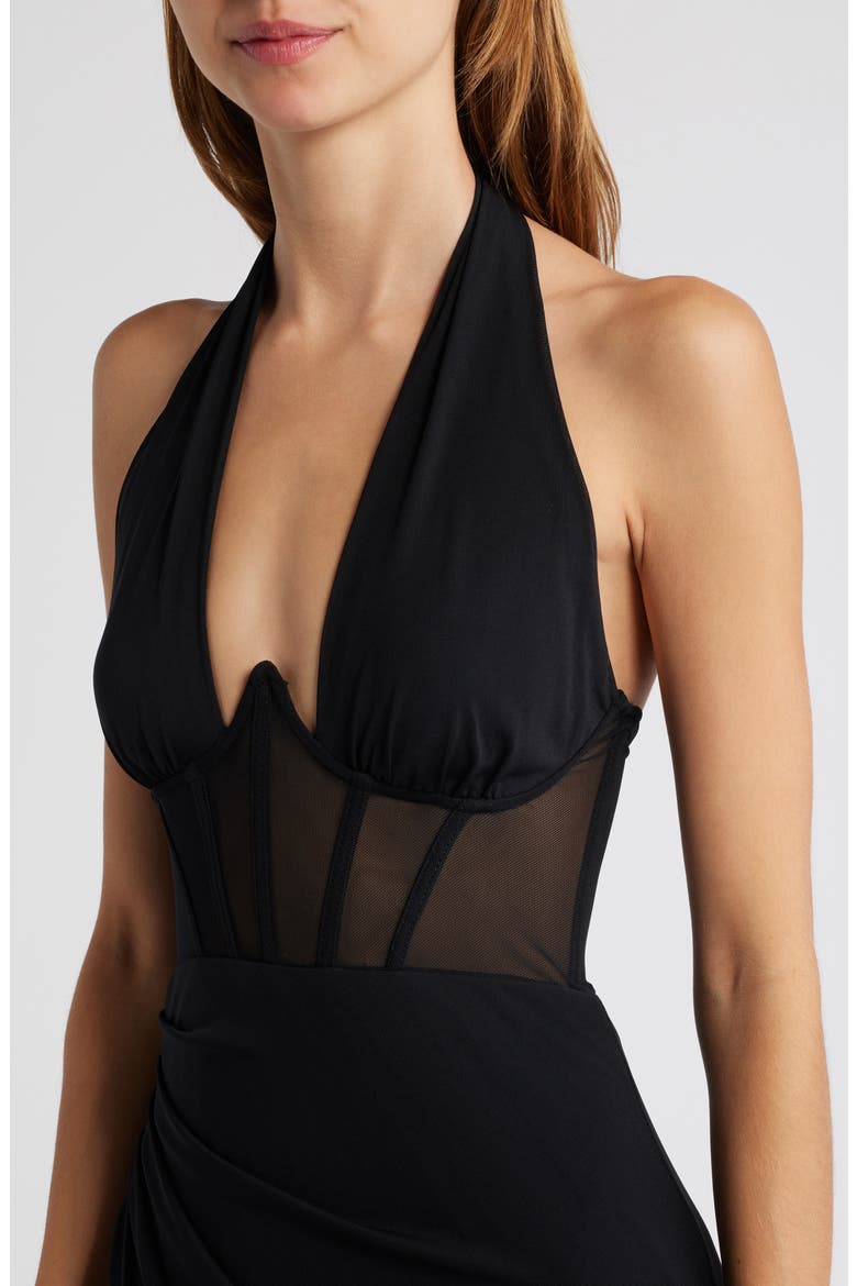Never Ending Glamour Halter Gown, Alternate, color, BLACK/ BLACK