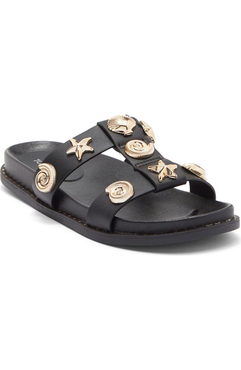 TOP MODA Sailor Slide Sandal, Main, color, Black Pu