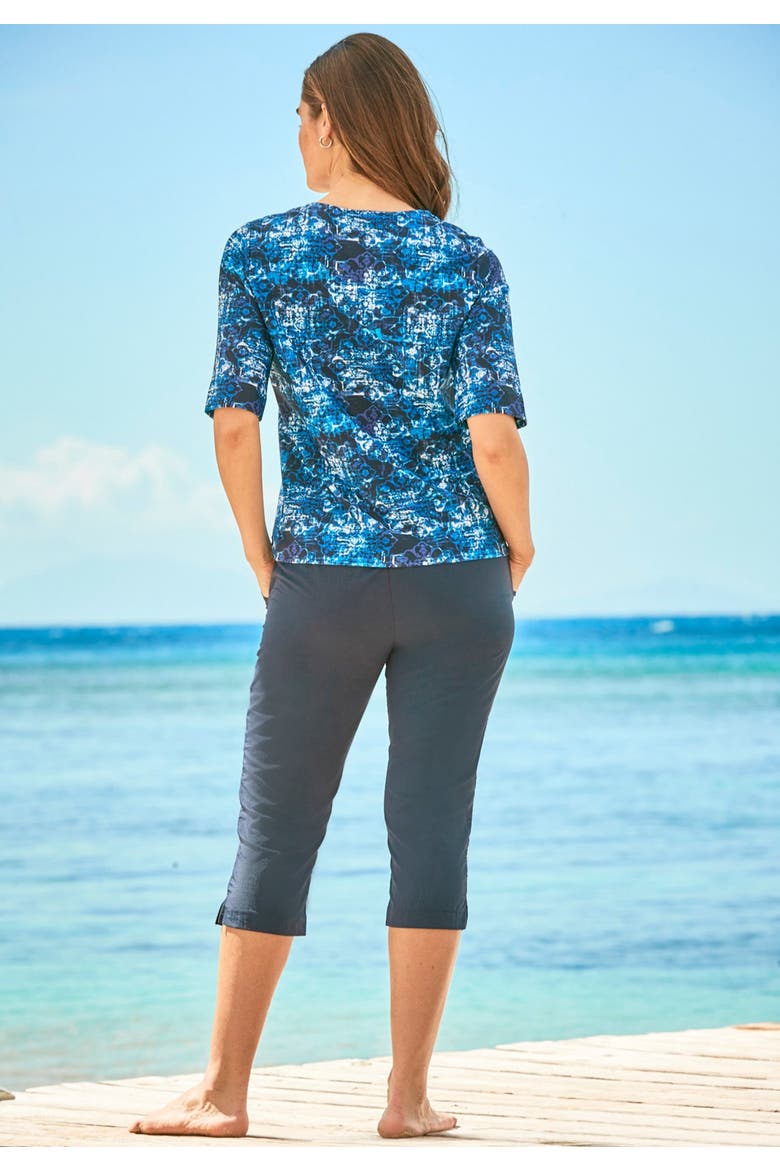 Three Quarter Sleeve Swim Tee, Alternate, color, BLUE DOTS