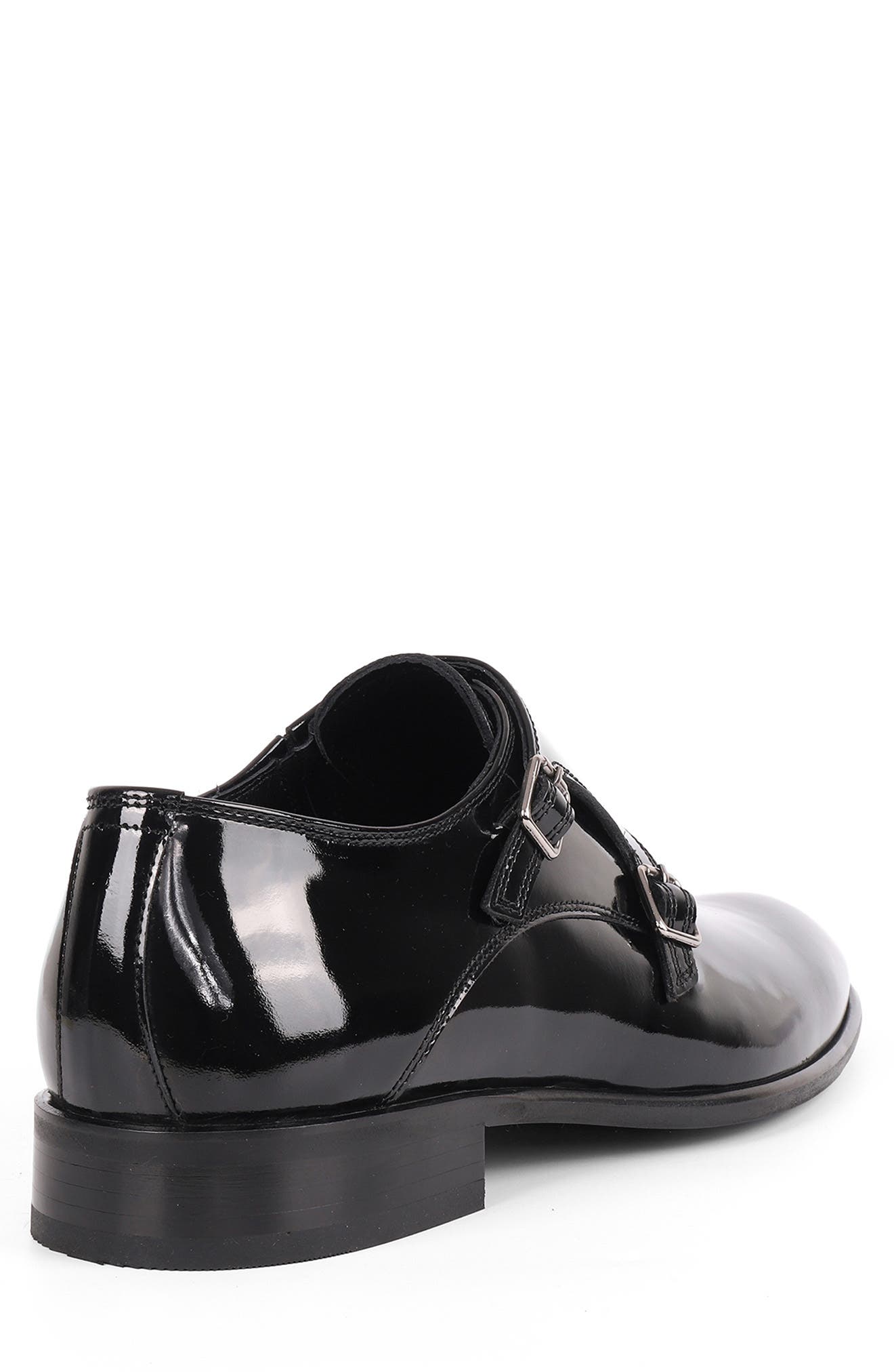 VELLAPAIS Macdona Double Monk Strap Leather Loafer, Alternate, color, Black