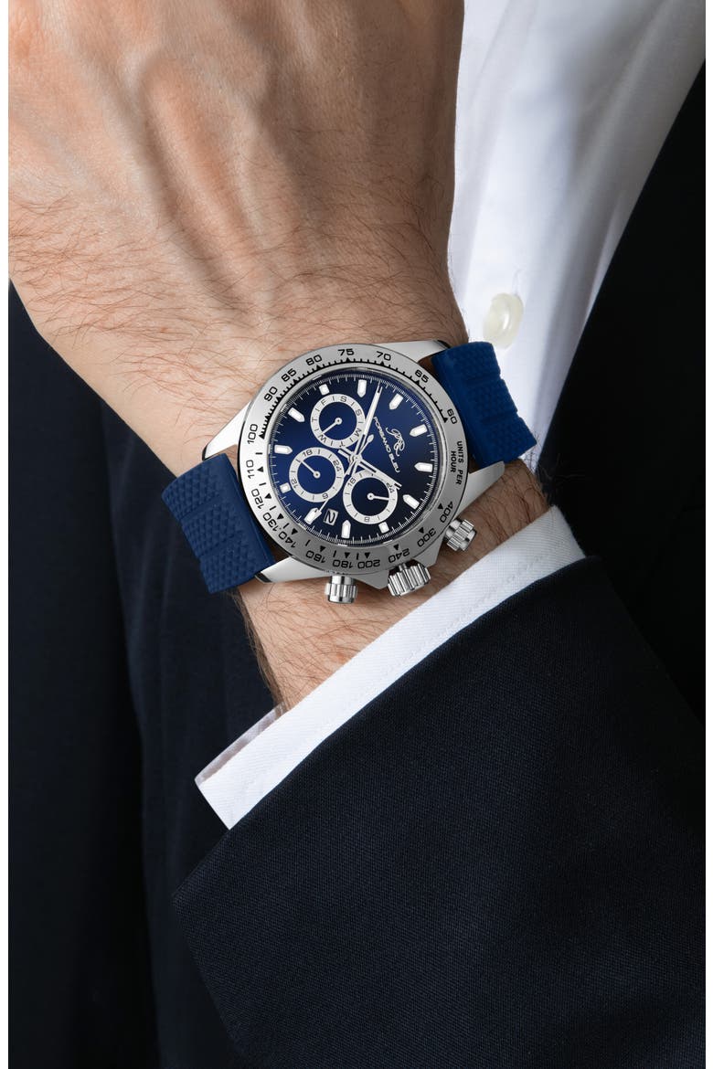 Men's Preston Silicone Strap Watch, 41mm, Alternate, color, BLUE & SILVER