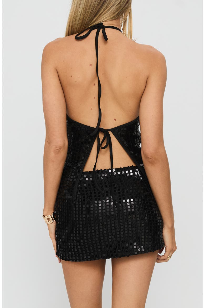 September Sunsets Sequin Halter Top, Alternate, color, BLACK
