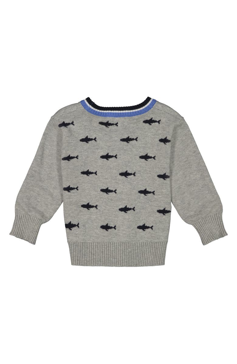 Andy & Evan Shark Intarsia Cotton Cardigan, Alternate, color,