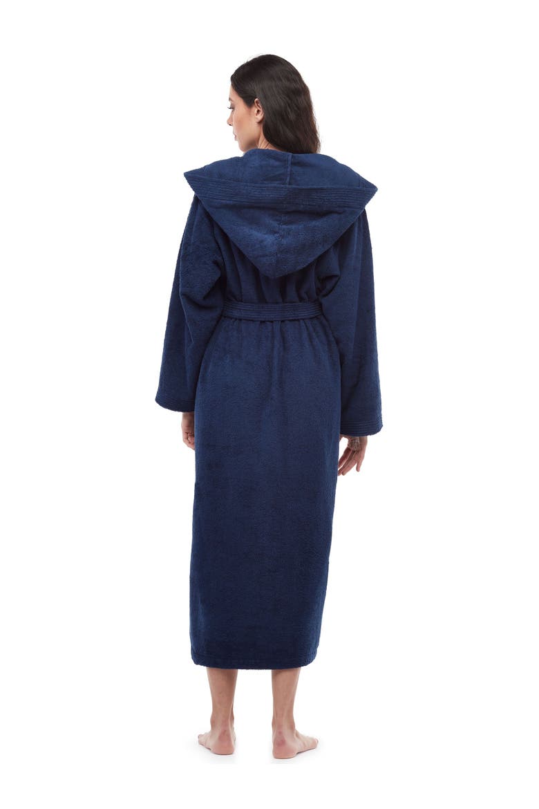 Paradise Womens Hooded Cotton Bath Robe, Alternate, color, Navy