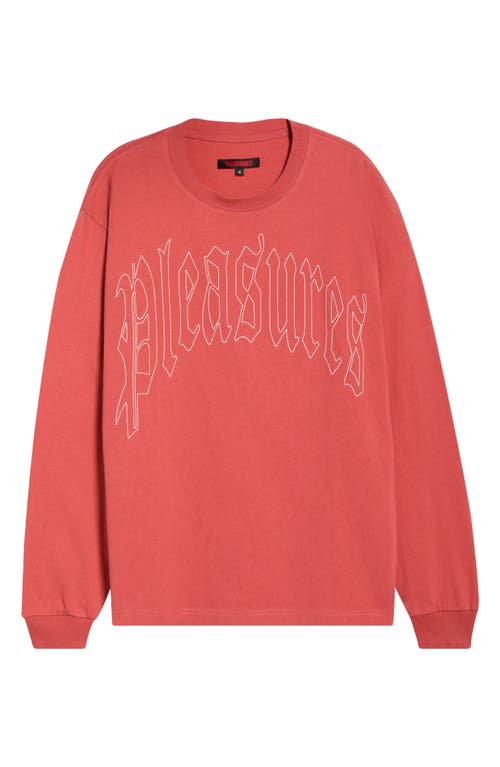 Pleasures Twitch Embroidered Long Sleeve T-shirt In Orange