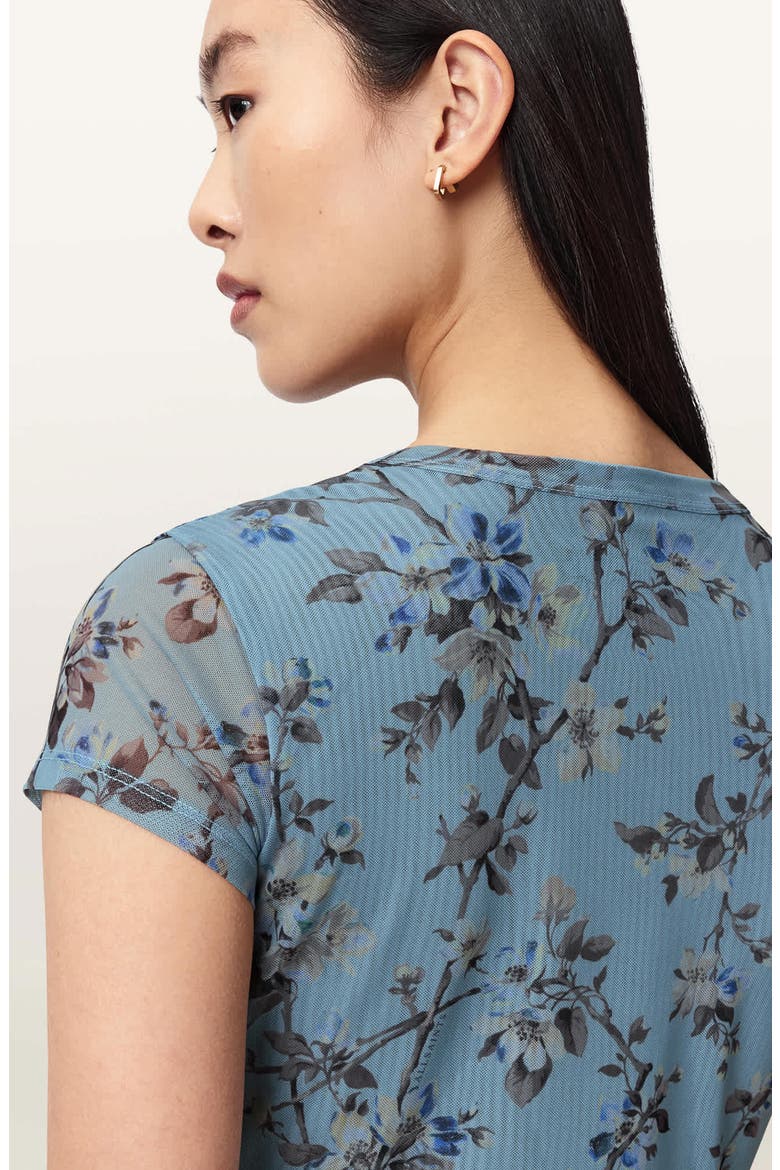 Ellie Floral Mesh T-Shirt, Alternate, color, VINE LAKE BLUE