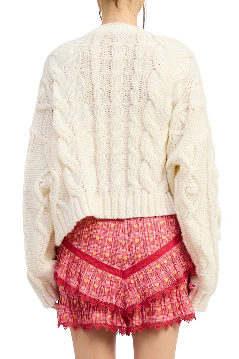 Clementine Ribbon Cable Cardigan, Alternate, color, IVORY RED