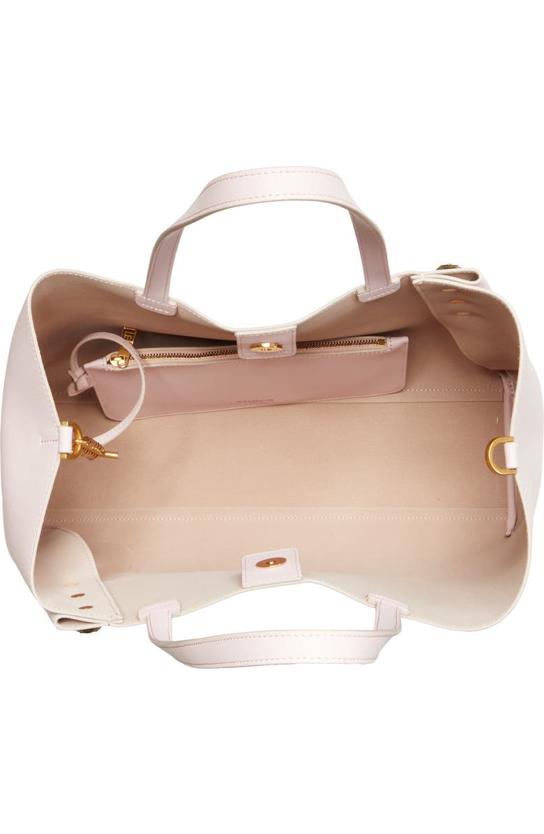 Balmain Emblem Crest Button Calfskin Shopper, Alternate, color, 4Ak Pale Pink