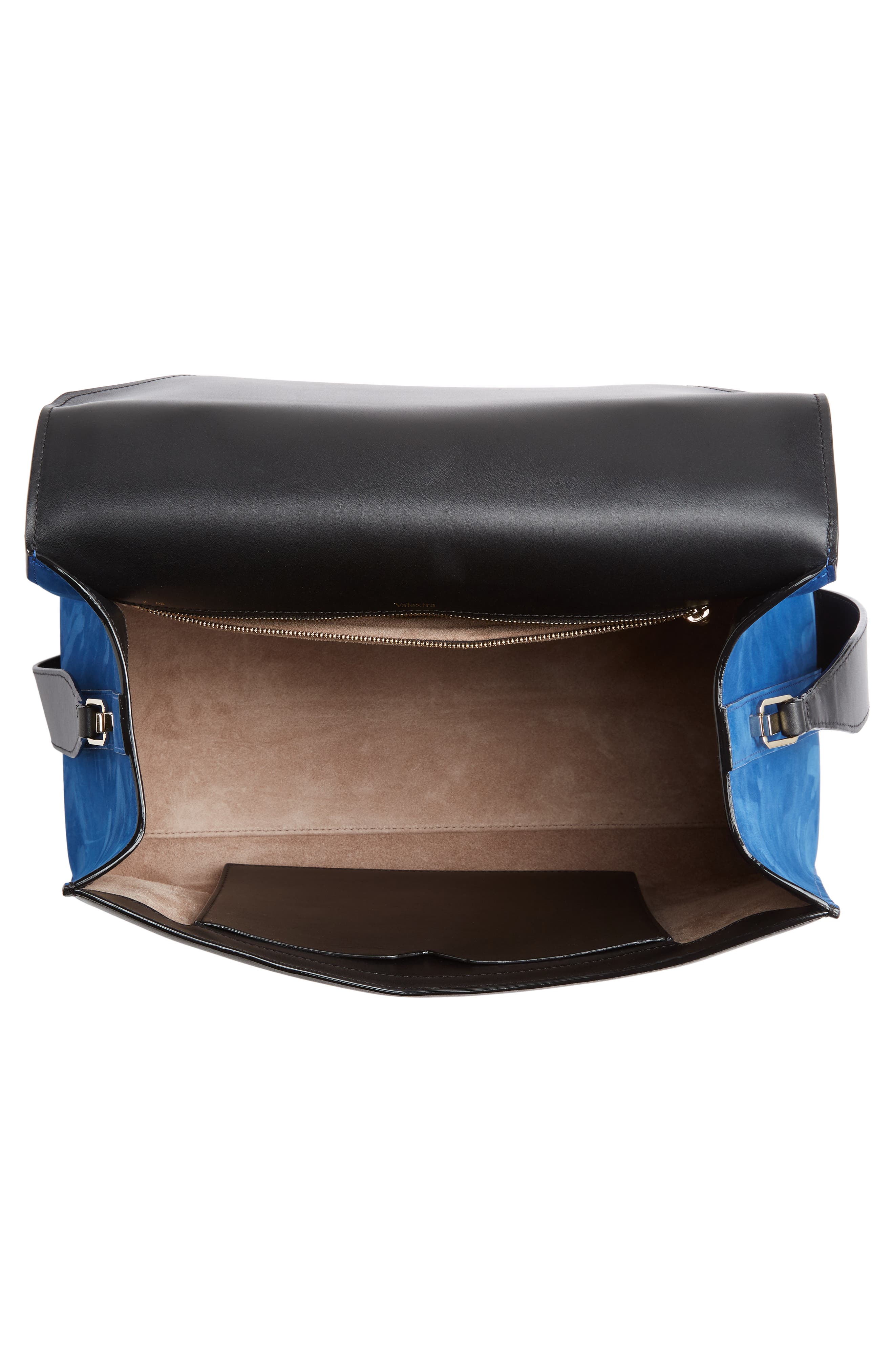 Valextra Iside Leather & Suede Top Handle Bag, Alternate, color, 