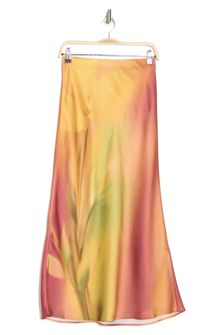 Floral Bias Cut Satin Skirt, Alternate, color, BLUSH