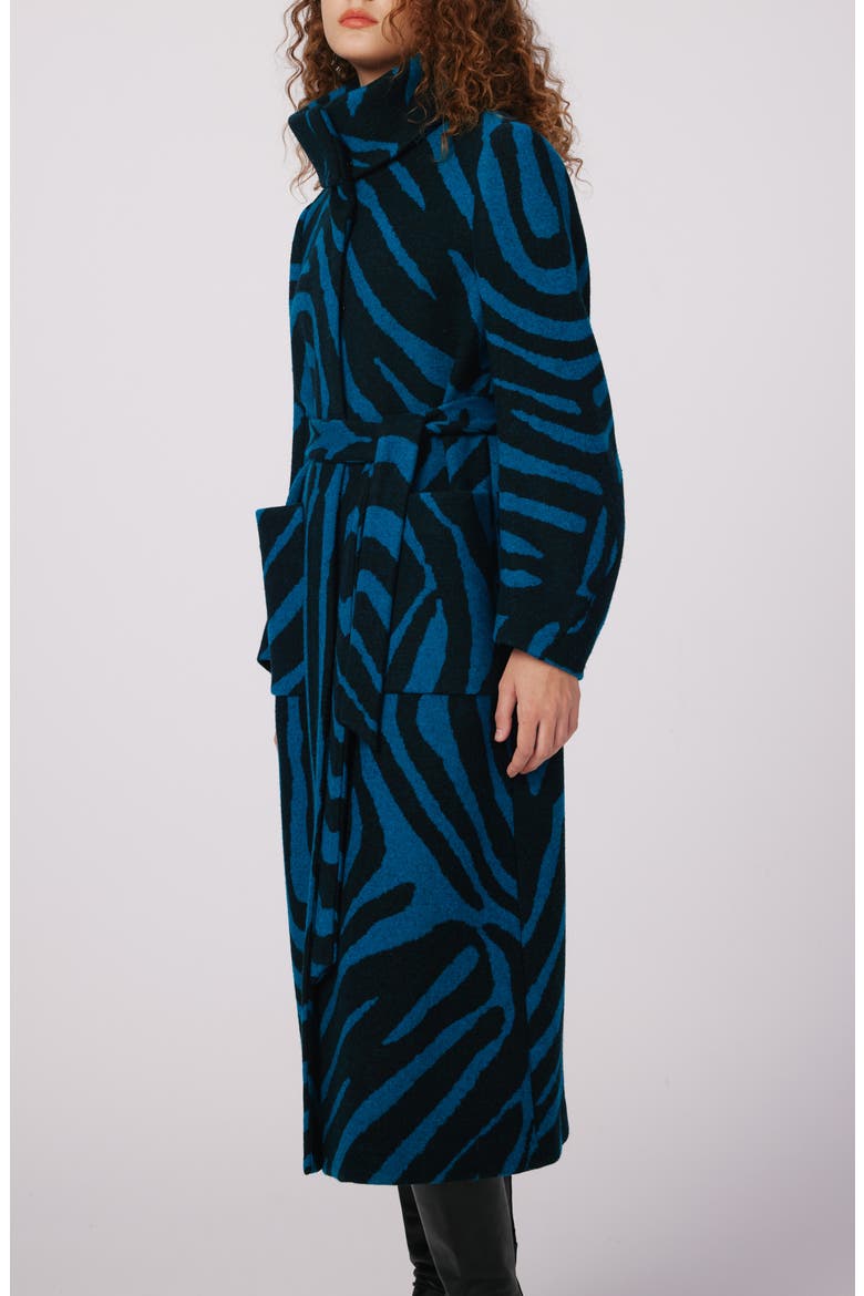 Starsky Zebra Stripe Wool Blend Coat, Alternate, color, ZEBRA INDIAN GREEN LG