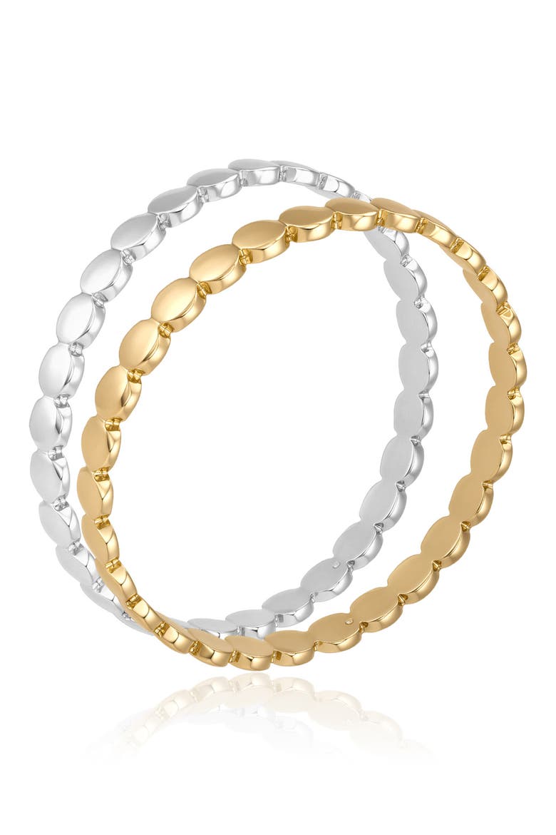 Set of 2 Two Tone Bangles, Alternate, color, GOLD