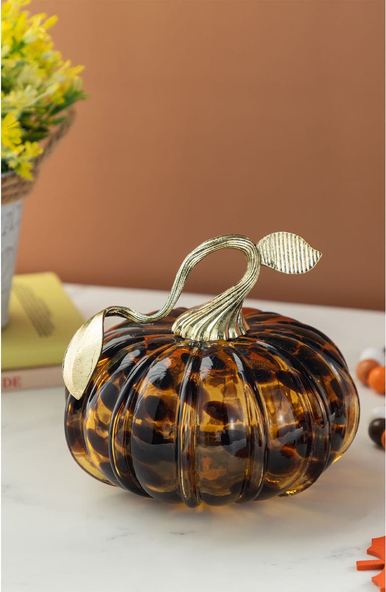 Glitzhome Fall Multi-Style Small Glass Pumpkins, Alternate, color, 