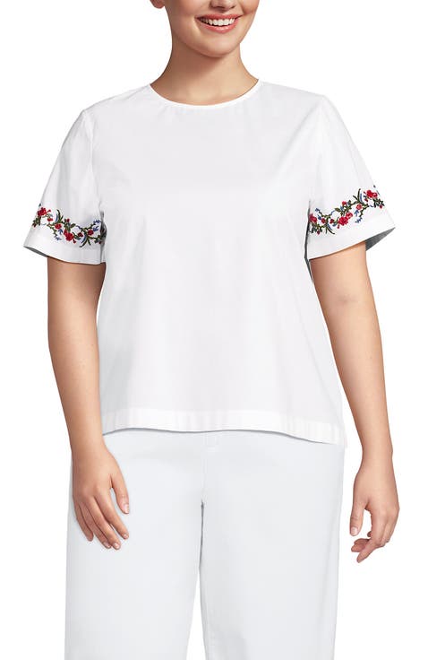 Poplin Eyelet Back Tie Shirt