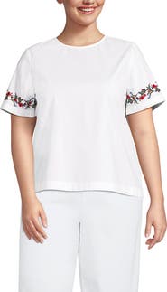 Lands' End Plus Size Poplin Eyelet Shirt
