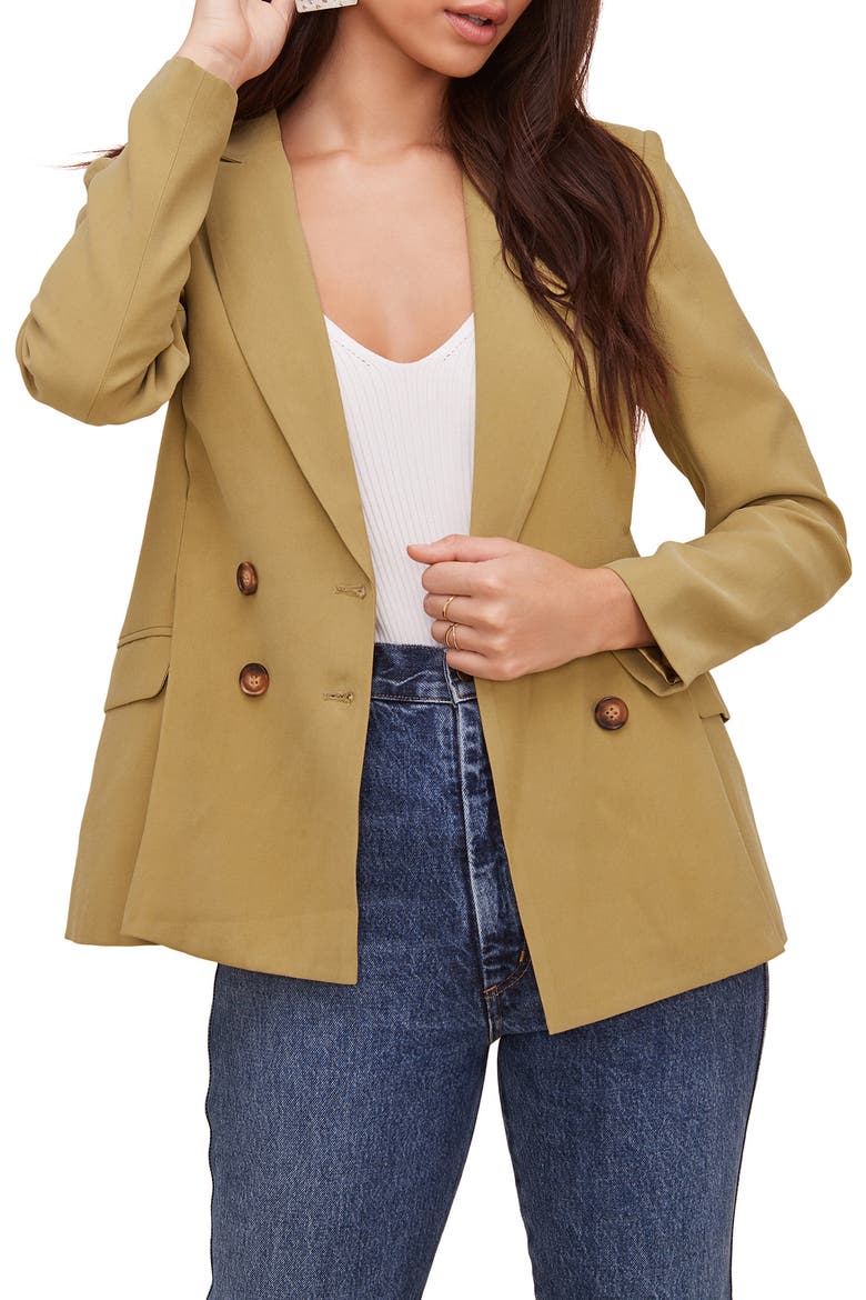 Pleat Detail Fitted Blazer, Main, color, VINTAGE GOLD