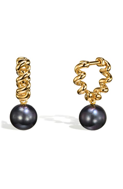 Freshwater Pearl Huggie Hoop Drop Earrings