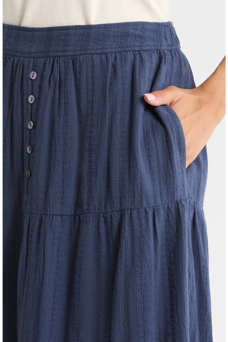 Lana Tiered Cotton Maxi Skirt, Alternate, color, NAVY