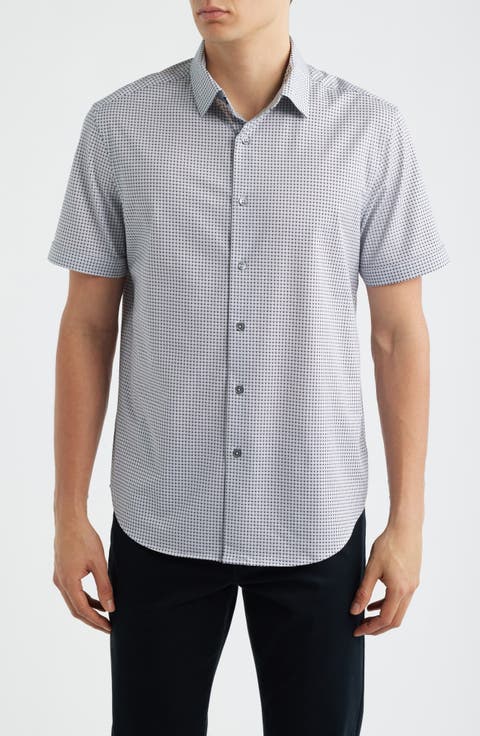 Miles OoohCotton® Neat Dot Print Short Sleeve Button-Up Shirt