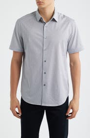 Bugatchi Miles OoohCotton® Neat Dot Print Short Sleeve Button-Up Shirt
