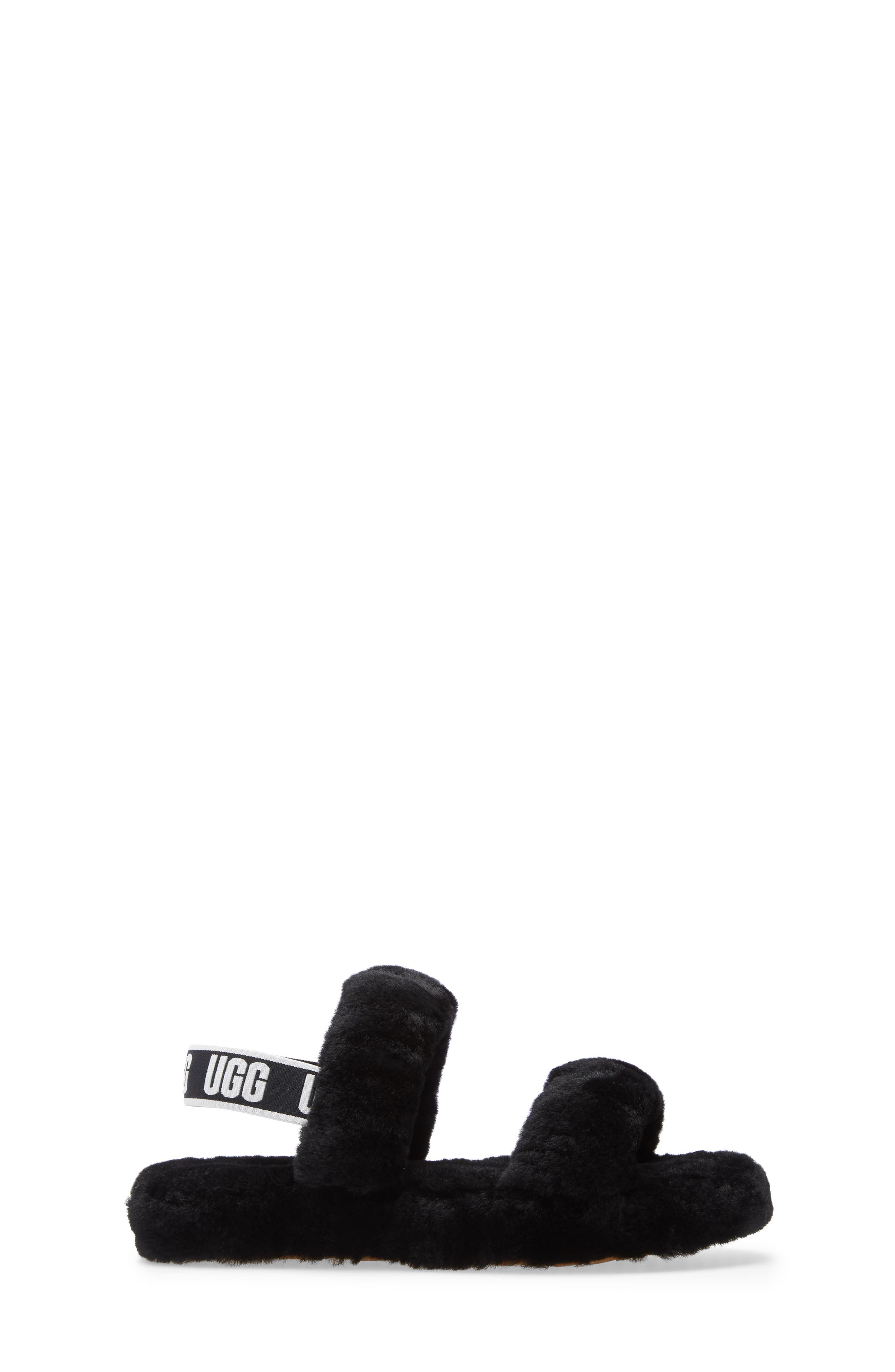 Oh Yeah Genuine Shearling Slingback Slipper, Alternate, color, BLACK